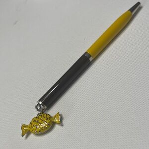 Coach Yellow and Brown Pen with Coach Candy Charm